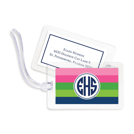 Bold Stripe Pink, Green and Navy Luggage Tags
